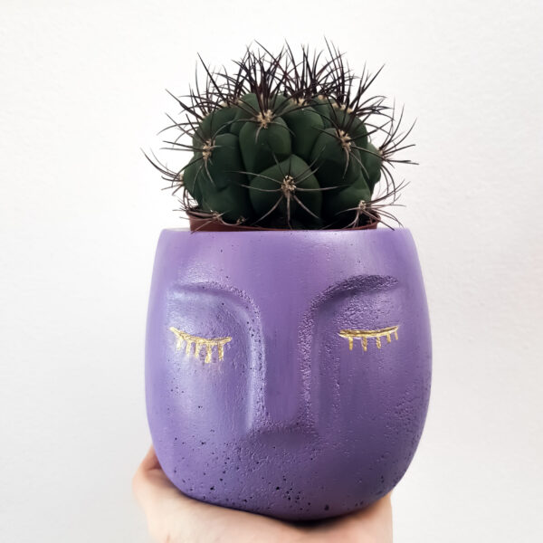 Vaso in cemento faccia viola La Vanda