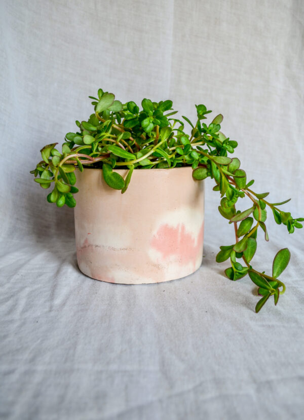 Vaso in cemento bianco rosa paesaggio